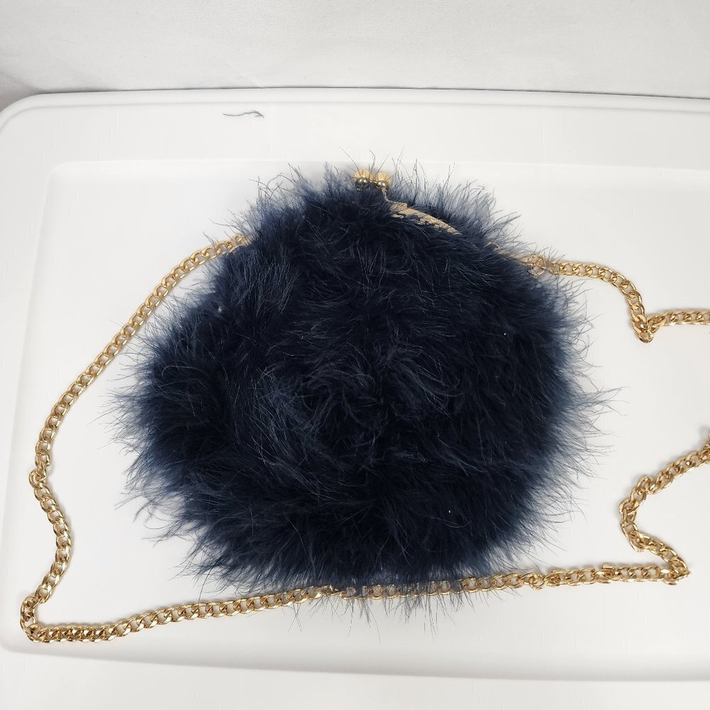 Amazon Navy Blue Feathered Purse